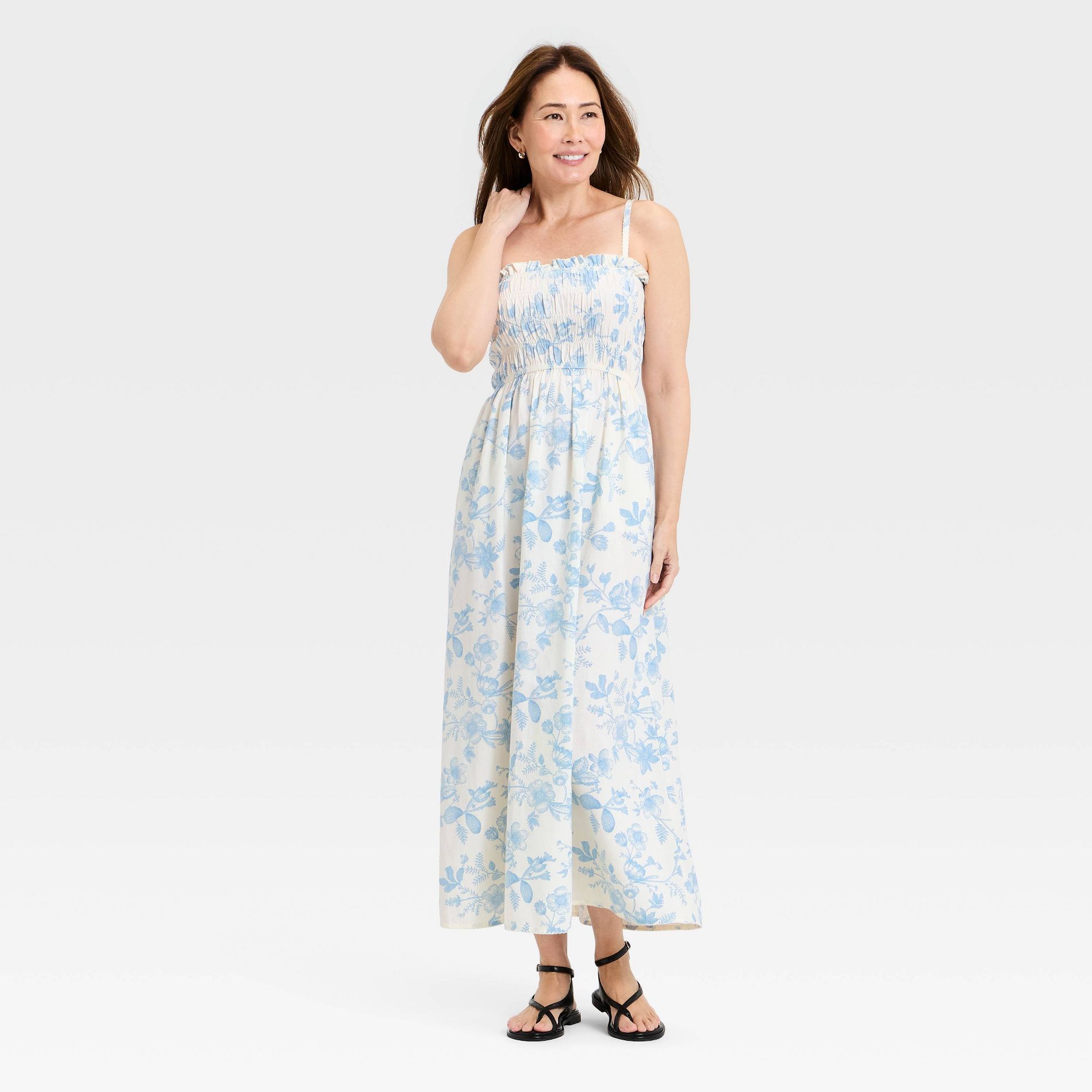 Women's Ruffle Maxi Floral Sundress - Universal Thread™ Cream S
