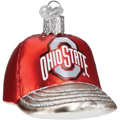 Old World Christmas Glass Blown Christmas Ornament, Ohio State Baseball Cap (With OWC Gift Box)
