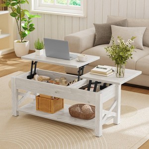 Greenstell Height-adjustable coffee table with storage compartments, farmhouse style multi-functional living room table, adjustable height - 1 of 4