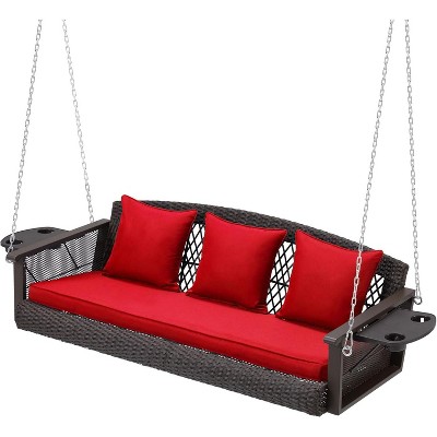 EROMMY Patio Hanging Swing Bench Chair with Cushions