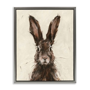 Stupell Industries Brown European Rabbit Hare Floating Frame Canvas Art, Gray, 17" x 21" - 1 of 4