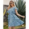 Womens Summer Dress Ruffle Cap Sleeve Sundress with Round Neck Midi Dress with Gathered Hem Empire Waist Flutter Dress,Multicolor Floral 1 - 2XL - 4 of 4