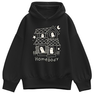 Women's Instant Message Homebody Haunted House Oversized Fleece