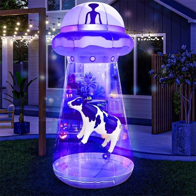 Syncfun 9 Ft Tall Halloween Inflatable Giant Purple Ufo With Built-in ...