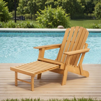 Adirondack Chair, Folding Wooden Outdoor Lounge Accent Chair, 300lb Weight Capacity