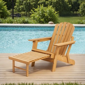 Adirondack Chair, Folding Wooden Outdoor Lounge Accent Chair, 300lb Weight Capacity - 1 of 4