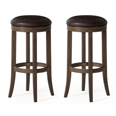 Maven Lane Eva Rotating Backless Kitchen Stool in Vegan Leather Upholstered Seat, Set of 2