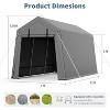 Portable Carport Storage Shed with Roll-up Zipper Door, Heavy Duty Waterproof Tarp, Storage for Motorcycle, Bike, Garden Tools, Gray - 2 of 4