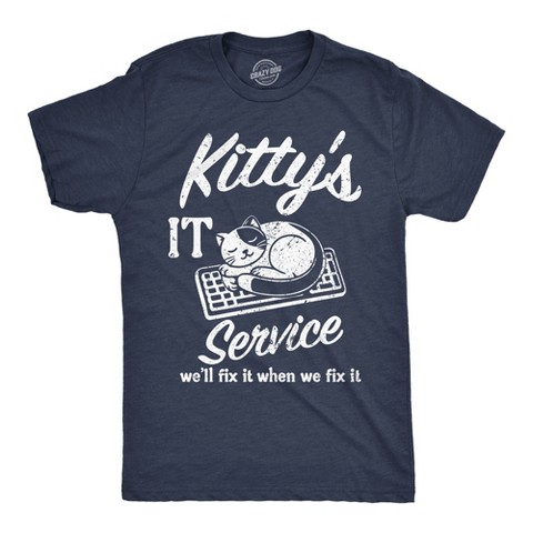 Мужские футболки Crazy Dog T-Shirts, Inc. Mens Funny T Shirts Kittys IT Service Sarcastic Tech Joke Tee For Men - Crazy Dog Men's T Shirt For Cat Lovers Navy XXL