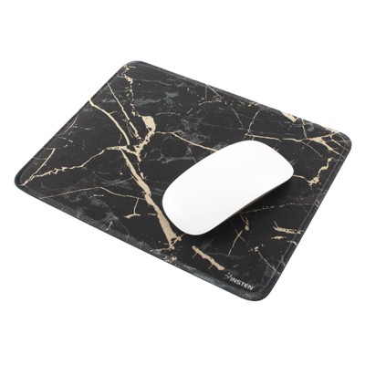 Insten Shiny Marble Mouse Pad, Water-Resistant and Non-Slip Mat for Wired/Wireless Gaming Computer Mouse, 9.45 x 7.48 in, Black