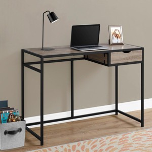 INFURNIC Desks 42"L Compact Computer Desk with Storage Drawer and Slender Metal Frame for Home Office, Brown, 42.25"*20"*30" - 1 of 4