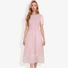 Anna-Kaci Women's Short Sleeve Smocked Fashion Dress with Swiss Dot Pattern and Ruffle Hem Detail Casual Summer Dress - 3 of 4