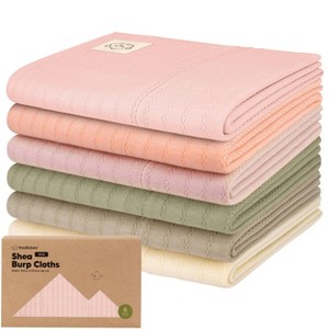 6pk Shea Baby Burp Cloths, Organic Cotton Burping Cloths for Babies, Boys, Girls, Soft & Absorbent Spit Up Rag - 1 of 4
