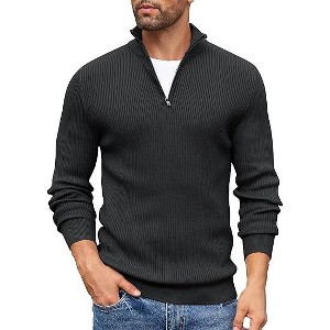 COOFANDY Men's Quarter Zip Sweaters Slim Fit Mock Neck Pullover Sweater Lightweight Knitted Polo Sweaters - 1 of 4