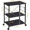 Mr IRONSTONE Microwave Cart 23.7'' for Small Space, 3-Tier Microwave Stand Coffee Cart Rolling Kitchen Utility cart on Wheels, Black - 2 of 4