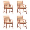 vidaXL Patio Dining Chairs 4 pcs with Cushions Solid Wood Acacia - 22"x24.4"x36.2" - Outdoor/Garden/Patio/Terrace/Deck Seating - 2 of 4