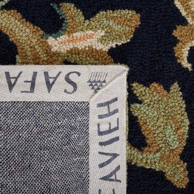 Black Floral Hand-Knotted Wool Area Rug, 3'9" x 5'9"