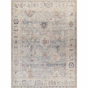 Hauteloom Marlene Damask Cream & Blue Area Rug - 1 of 4