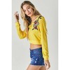 Slickblue Women's Cropped Sweatshirt with Floral Embroidery - Soft Blend, Heather Grey/Yellow, Size S-L - 4 of 4