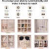 Jewelry Box with Glass Lid and 5 Drawers, Beige PU Leather Organizer for Necklaces, Rings, Earrings, Gift for Women - 3 of 4