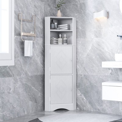 NicBex Tall Corner Cabinet with Doors,Bathroom Cabinet with Adjustable Shelves,Freestanding Storage Cabinet with MDF Board for Bath/Living Room