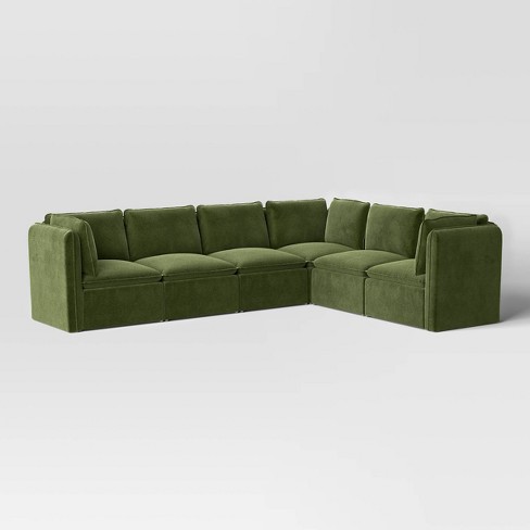 Velvet green on sale sectional couch