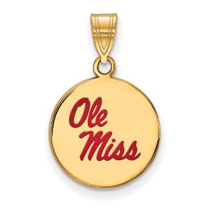 Black Bow Jewelry 14k Yellow Gold Plated Sterling Silver Mississippi Rebels NCAA Medium Pendant - 1 of 3