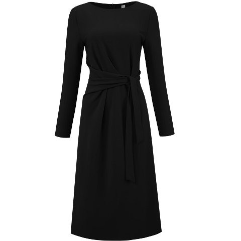 Женские платья INSPIRE CHIC Women's Midi Pencil Long Sleeve Tie Waist Church Work Sheath Dresses Small Black