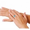 Guili 1.8ctw Blue Topaz & Lab-Created Moissanite Halo Cluster Adjustable Engagement Anniversary Promise Birthstone Ring - 2 of 3