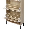 23.63"Natural Rattan 3 Door Shoe Rack, Freestanding Modern Shoe Storage Cabinet, for Entryway,Natural - 4 of 4