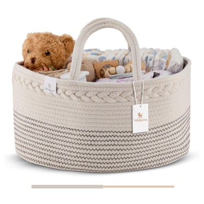 Babylicious XL Cotton Rope Diaper Caddy Organizer – Changing Table Storage for Wipes & Newborn Essentials