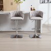 Adjustable Counter Height Barstools Set of 2,Vintage Barstools with Back and Layered Footrest,360° Swivel Boucle Barstools Set-Cuddlewood - 3 of 4