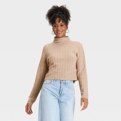 Women's Ribbed Mock Turtleneck Pullover Sweater - Universal Thread™