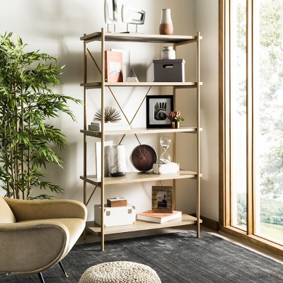 Rustic Oak and Gold Quintuple-Tier Etagere