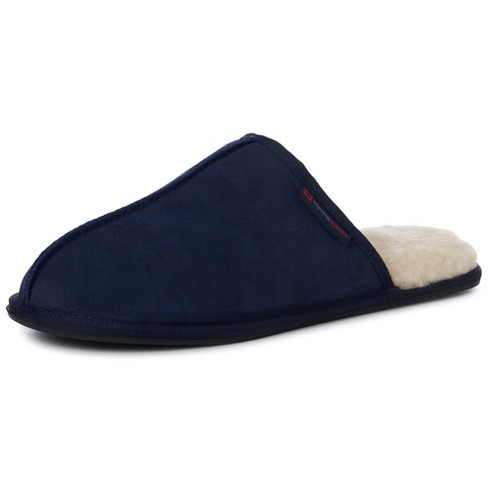 Fleece-Lined Suede Scuff Slippers