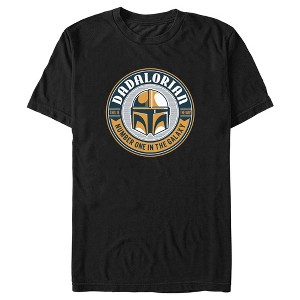 Men's Star Wars: The Mandalorian Grogu and Din Djarin Dadalorian Banner Sketch T-Shirt - 1 of 4