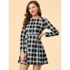 Allegra K Women's Vintage Plaid Houndstooth Long Sleeve Office Zip Front Flare Mini Dress - 2 of 4