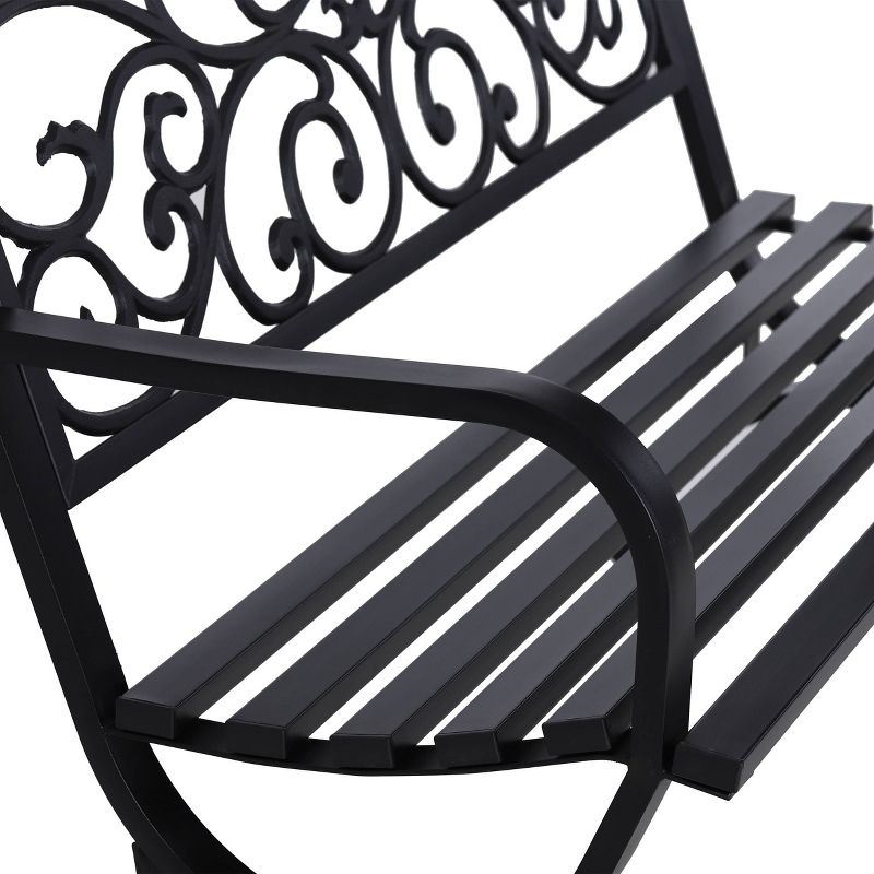 Two Seat Cast Steel Garden Bench - Captiva Designs, Butterfly Back, Rust-Resistant, All-Weather Outdoor Seating, 4 of 8