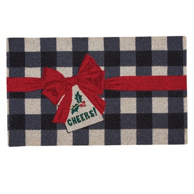 Park Designs Cheers Buffalo Check Holiday Doormat - Black