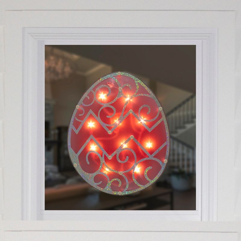 Northlight Lighted Easter Egg Window Silhouette Decoration - 12" - Pink, 4 of 6