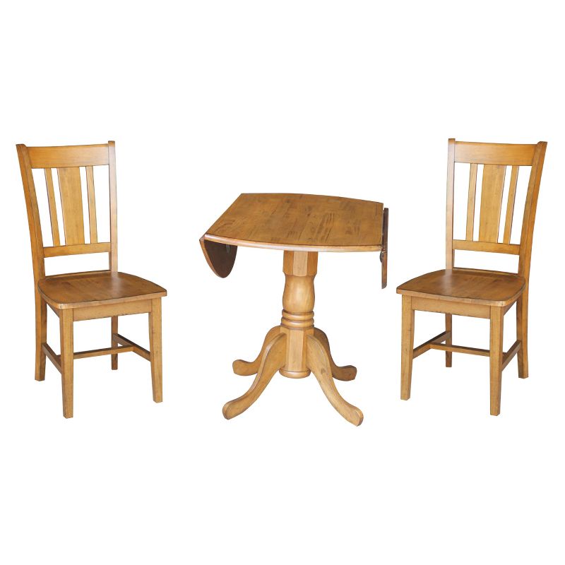 42" Dual Drop Leaf Dining Table with 2 San Remo Splat Back Chairs - International Concepts, 4 of 6