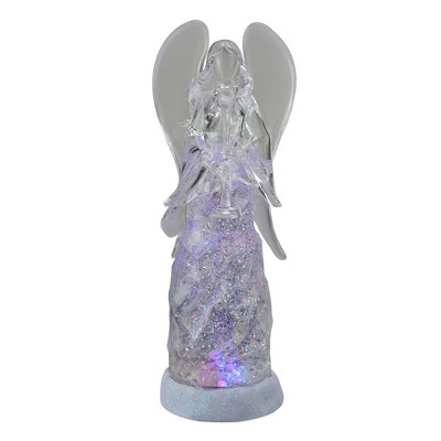 Northlight 11.5" LED Lighted Color Changing Angel with Trumpet Christmas Glittering Snow Dome