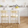 Bar Stools Set of 2 -Luxury Bar Stools, 24 Inch Seat Counter Height Bar Stools, Upholstered Velvet Barstools for Kitchen Island,Home Bar,Bar Pub-White - 4 of 4