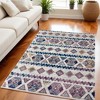 Ivory Blue and Orange Geometric Power Loom Area Rug - 2 of 4