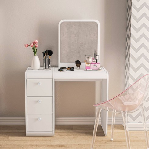 Margot Makeup Vanity White Boahaus Unlit Mirror Desk Table For Beauty Storage Target