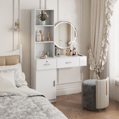 UPHA 40-inch modern simple MDF Dresser with multi-layer storage space