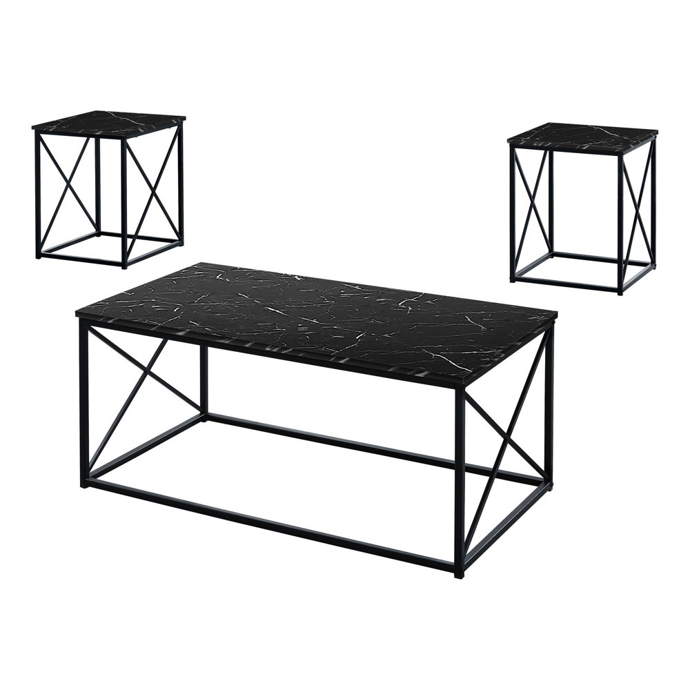 Photos - Storage Combination Set of 3 X Pattern Accent Tables Black - EveryRoom
