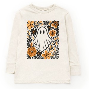 Ghost Floral Orange - Toddler Long Sleeve Graphic Tee and Youth Long Sleeve Graphic T-Shirt - 1 of 3