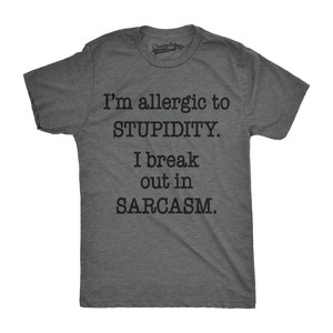 Mens Allergic To Stupidity Break Out In Sarcasm Funny Vintage Graphic Tee Guys - Crazy Dog Men's T Shirt - 1 of 4