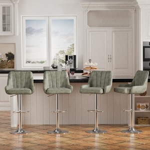 VECELO Set of 2/4 Swivel Adjustable Bar Stools with Back and Arm, Kitchen Island Stools, PU Chairs for Pub, Dining Room - 1 of 4